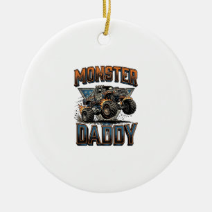 Monster Truck Pappa Vintage Gravyr T-Shirt Design Julgransprydnad Keramik