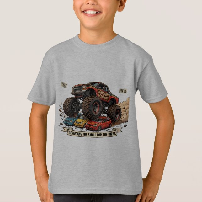 Monster Truck Reservdäck Barn T-Shirt  (Framsida)