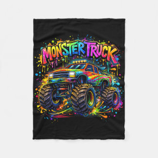 Monster truck retro colorful graffiti toddlers fleecefilt