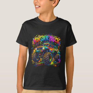 Monster truck retro colorful graffiti toddlers t shirt