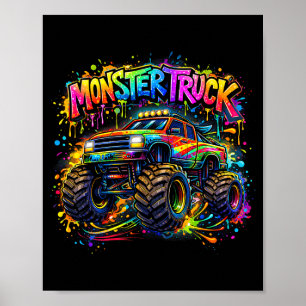 Monster truck retro färgglatt graffiti småbarn poster