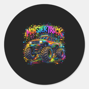 Monster truck retrofärgglatt graffiti småbarn runt klistermärke