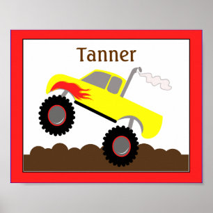 Monster Truck (Röd) Anpassad Barnkammar Konsttryck Poster