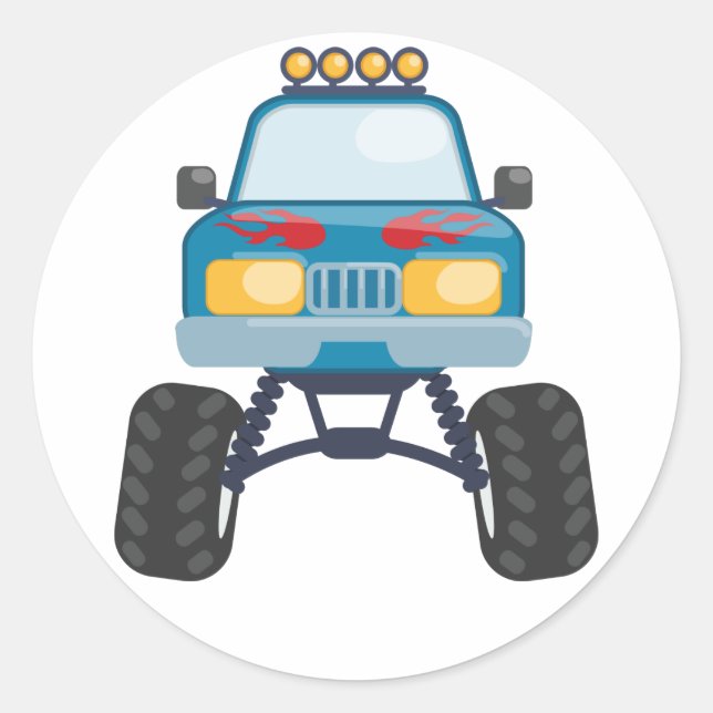 Monster Truck Runt Klistermärke (Framsida)