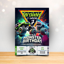 Monster Truck Shark invitation Boy Party Inbjudningar