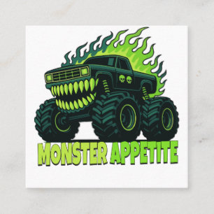 Monster Truck Skräck Flamma Fyrkantigt Visitkort