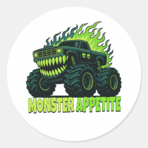 Monster Truck Skräck Flamma Runt Klistermärke