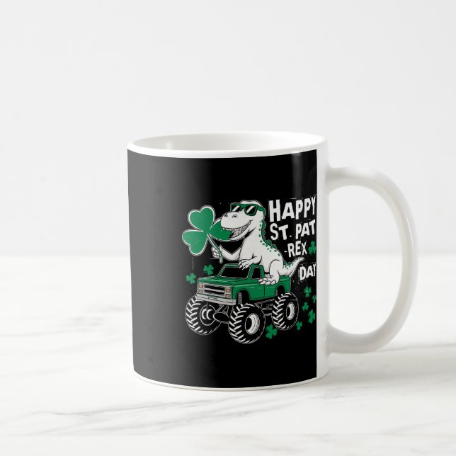 Monster Truck St Patricks Day Dinosaur Glad St Pat Kaffemugg (Höger)
