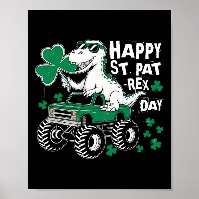 Monster Truck St Patricks Day Dinosaur Glad St Pat Poster (Framsidan)
