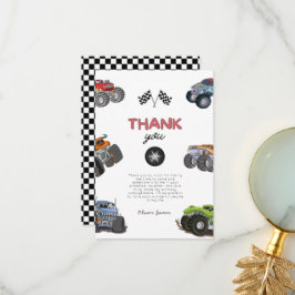 Monster truck, start your engine boy birthday  tack kort