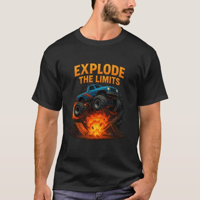 Monster Truck T-shirt - Explosion Hoppar Ramp Män  (Framsida)