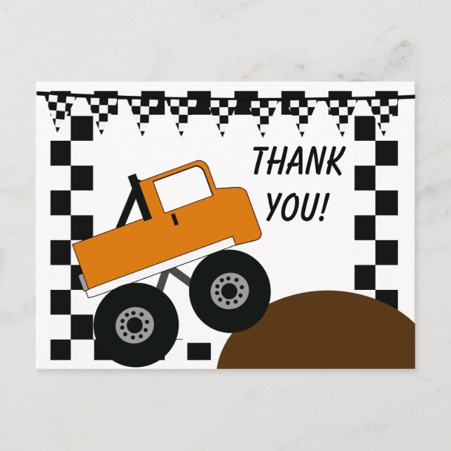 Monster Truck Thank You Postcard Vykort (Framsida)