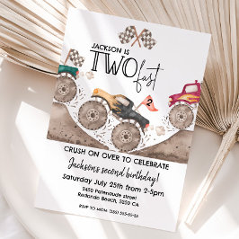 Monster Truck TWO FAST 2nd kids birthday Inbjudningar