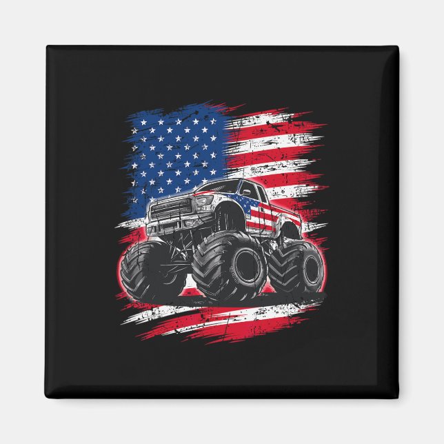 Monster Truck Usa Flag American For Women Girls Ki Magnet (Framsidan)