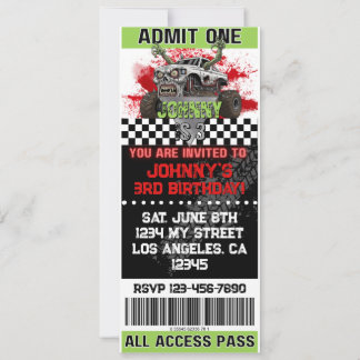Monster Truck Zombie Invite Inbjudningar