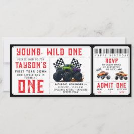 Monster Trucks 1st Birthday Ticket Invitation Inbjudningar