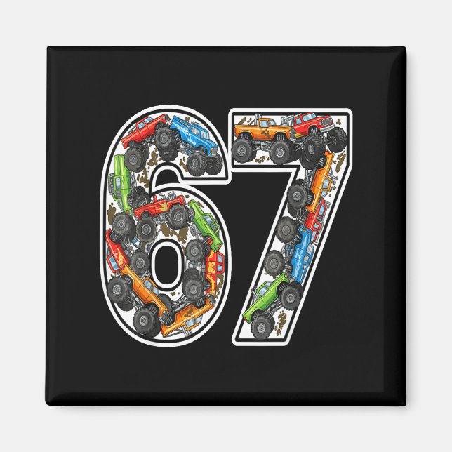 Monster Trucks 67 Meme Funny Design For Boys Kids  Magnet (Framsidan)