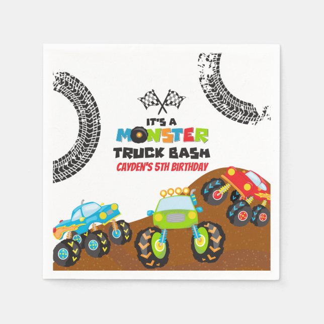 Monster Trucks födelsedag Pappersservett (Framsidan)