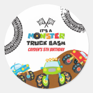 Monster Trucks födelsedag Runt Klistermärke