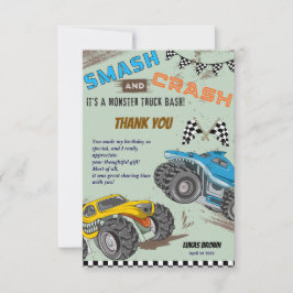 Monster Trucks Födelsedagsfest för Pojkar Tack Kort