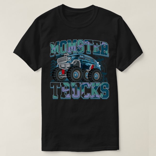 Monster Trucks Funny Camouflage Birthday Party  T Shirt (Design framsida)