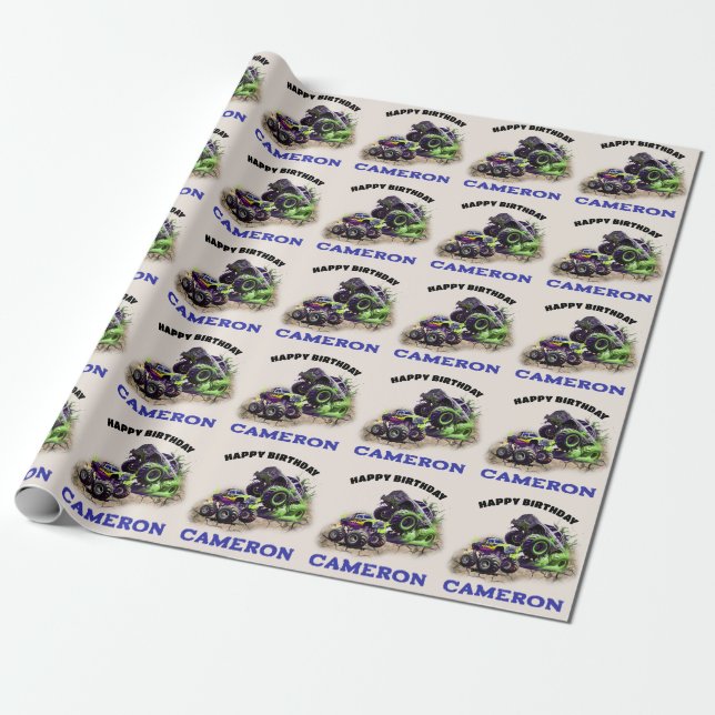 Monster Trucks i lera Presentpapper (Utrullad)