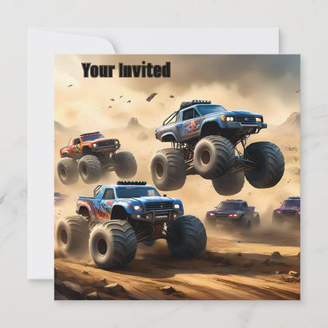 Monster Trucks som tävlar i öknen, Inbjudningar (Framsida)
