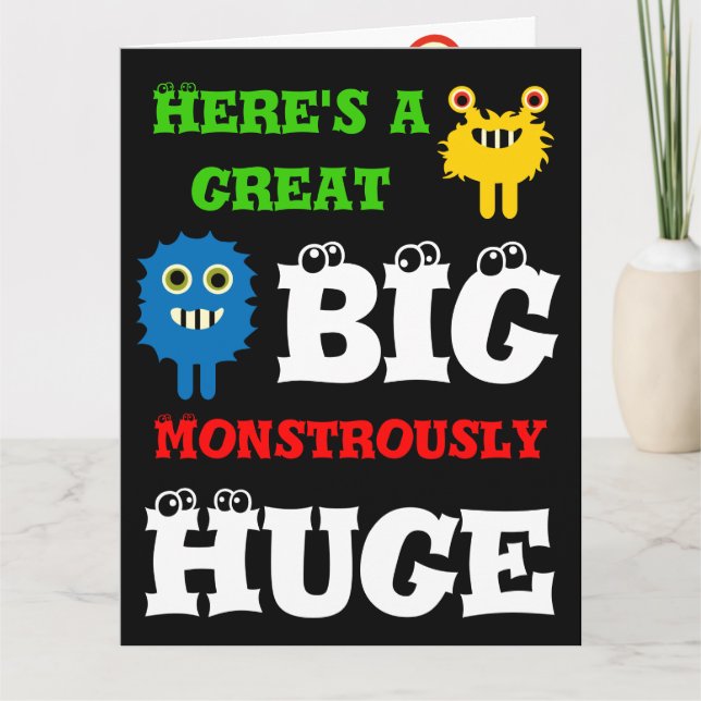 Monster Underbart BIG-kort, 8 x 11 Grattis på föde Kort (Framsida)