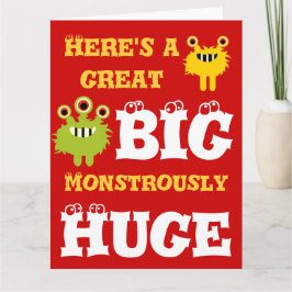 Monster Underbart BIG-kort, 8 x 11 Grattis på föde Kort