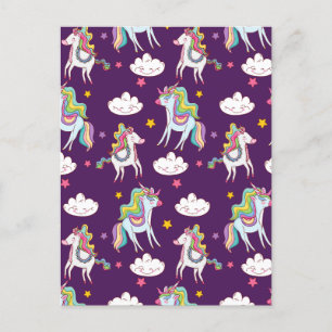 Mönster Unicorn Funny Magic Horse Helg Vykort