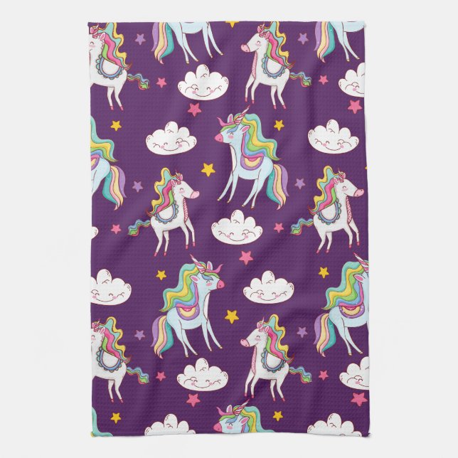 Mönster Unicorn Funny Magic Horse Kökshandduk (Vertikal)