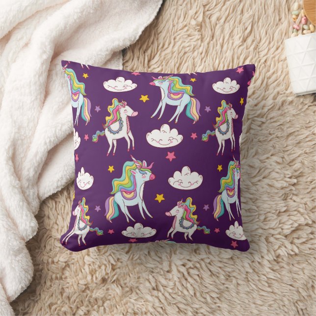 Mönster Unicorn Funny Magic Horse Kudde (Filt)