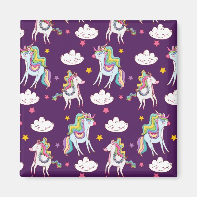 Mönster Unicorn Funny Magic Horse Magnet (Framsidan)