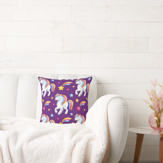 Mönster Unicorn Magic Horse Cute Kudde (Soffa)