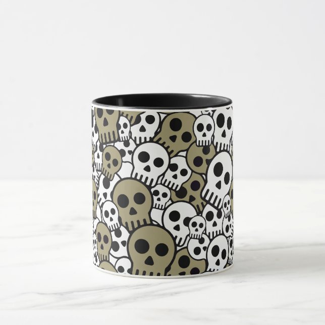 Mönster-utskrift för Guld Gothic Skull Mugg (Center)