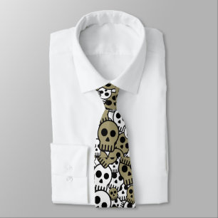 Mönster-utskrift för Guld Gothic Skull Slips