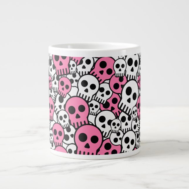 Mönster-utskrift för rosa Gothic Skull Jumbo Mugg (Framsidan)
