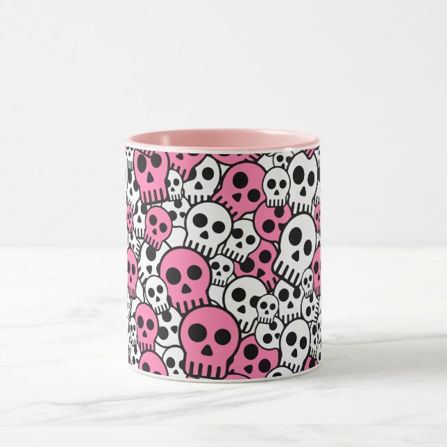 Mönster-utskrift för rosa Gothic Skull Mugg (Center)