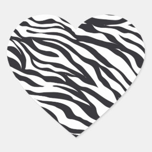 Mönster-utskrifter i svartvitt Zebra ränder Hjärtformat Klistermärke
