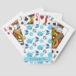 Mönster, valar, blåvalar, ditt namn casinokort