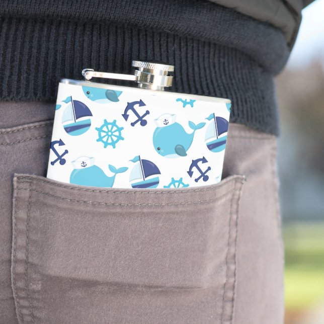 Mönster, valar, råvalar, blåvalar fickplunta (In Situ)