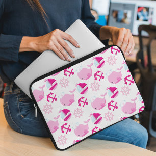 Mönster, valar, råvalar, Rosa valar Laptop Fodral