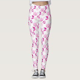 Mönster, valar, råvalar, Rosa valar Leggings