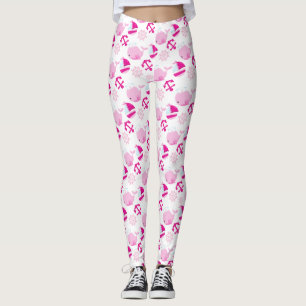 Mönster, valar, råvalar, Rosa valar Leggings