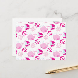 Mönster, valar, råvalar, Rosa valar Vykort