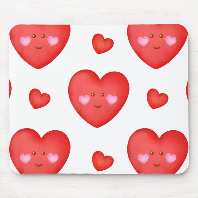 Mönster Valentinbakgrund Med Hjärta Kärlek Musmatta (Framsidan)