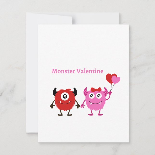 Monster Valentine med två monster Julkort (Framsida)