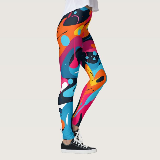 Mönster: Vibrant 3D Abstrakt Leggings (Höger)