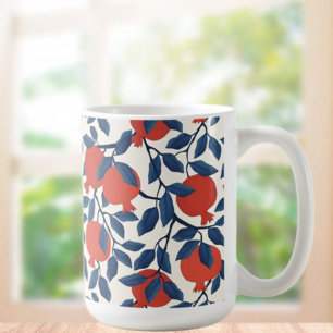 Mönster, Vibrant Red och Blue Botanical Kaffemugg
