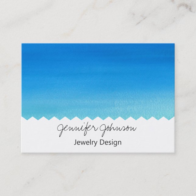 Mönster Watercolor Blue Jewelry Design Visitkort (Framsida)